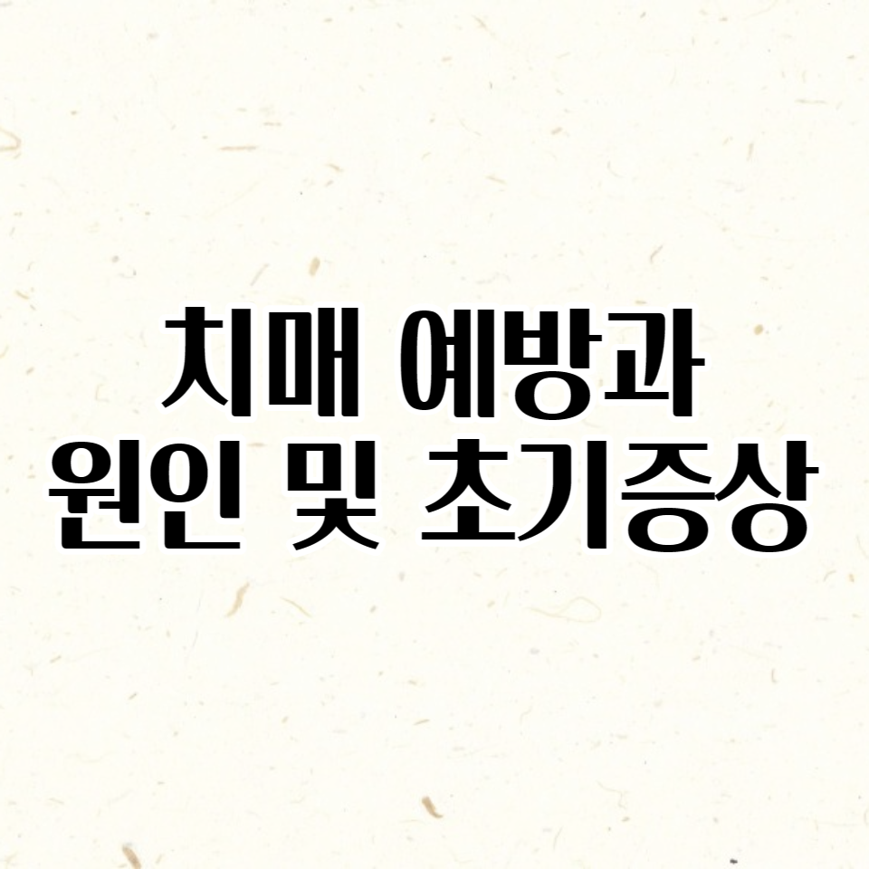 치매 예방과 원인 및 초기증상에 중요한 점