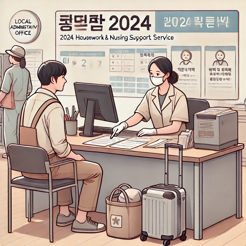 가사·간병 방문 지원사업 신청 방법, 읍면동 주민센터에서 서비스 신청하는 모습