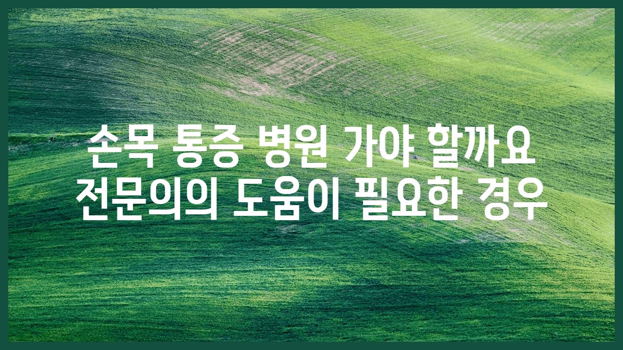 손목 통증 병원 가야 할까요 전연락의 도움이 필요한 경우