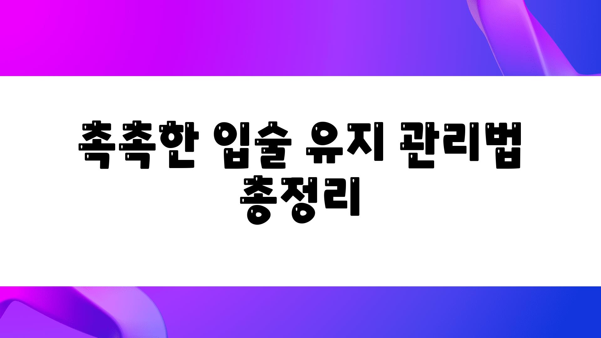 촉촉한 입술 유지 관리법 총정리