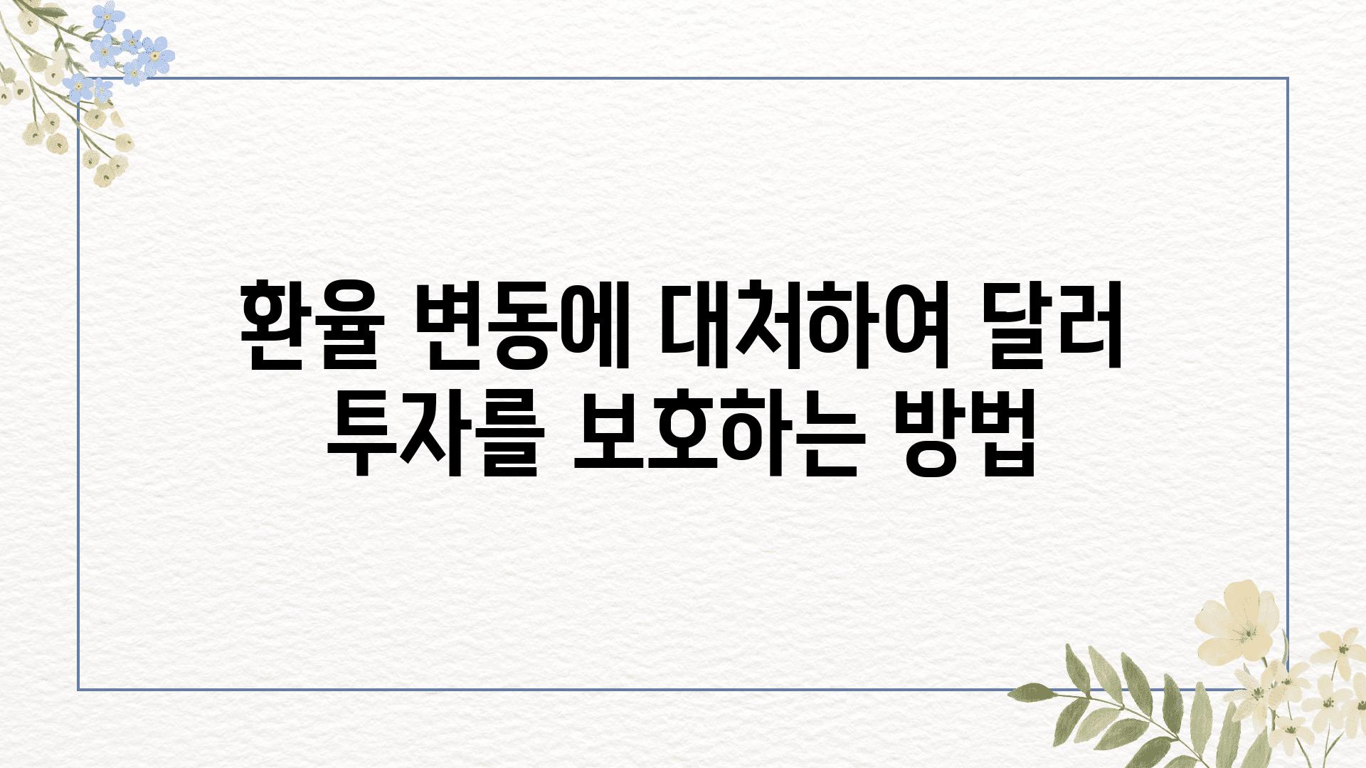 환율 변동에 대처하여 달러 투자를 보호하는 방법