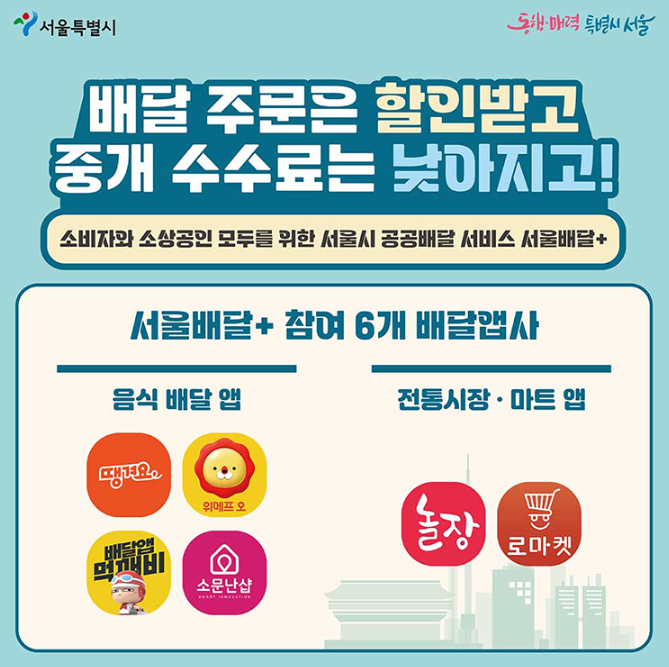 서울배달 참여6개 배달앱사