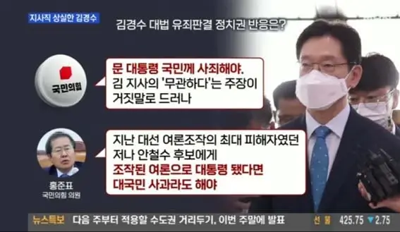 김경수 재판결과 정치권 반응