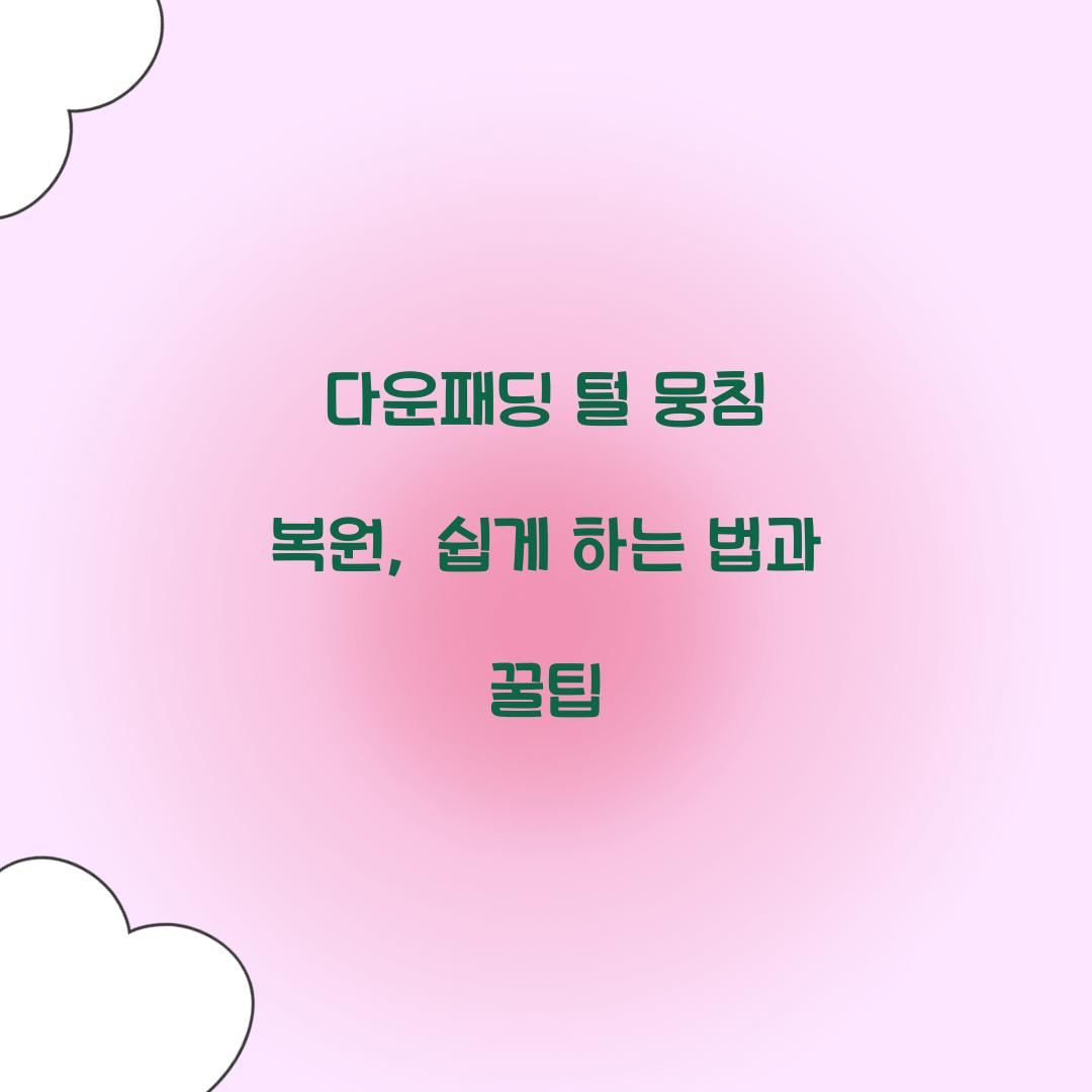 다운패딩 털 뭉침 복원