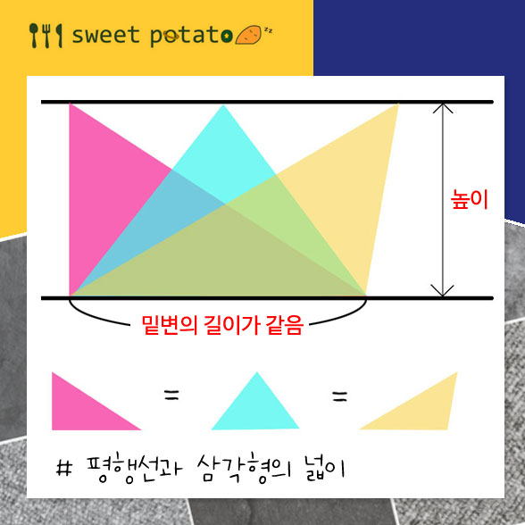  평행선 위에 있는 삼각형의 넓이