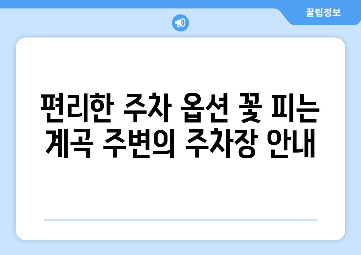 편리한 주차 옵션 꽃 피는 계곡 주변의 주차장 공지