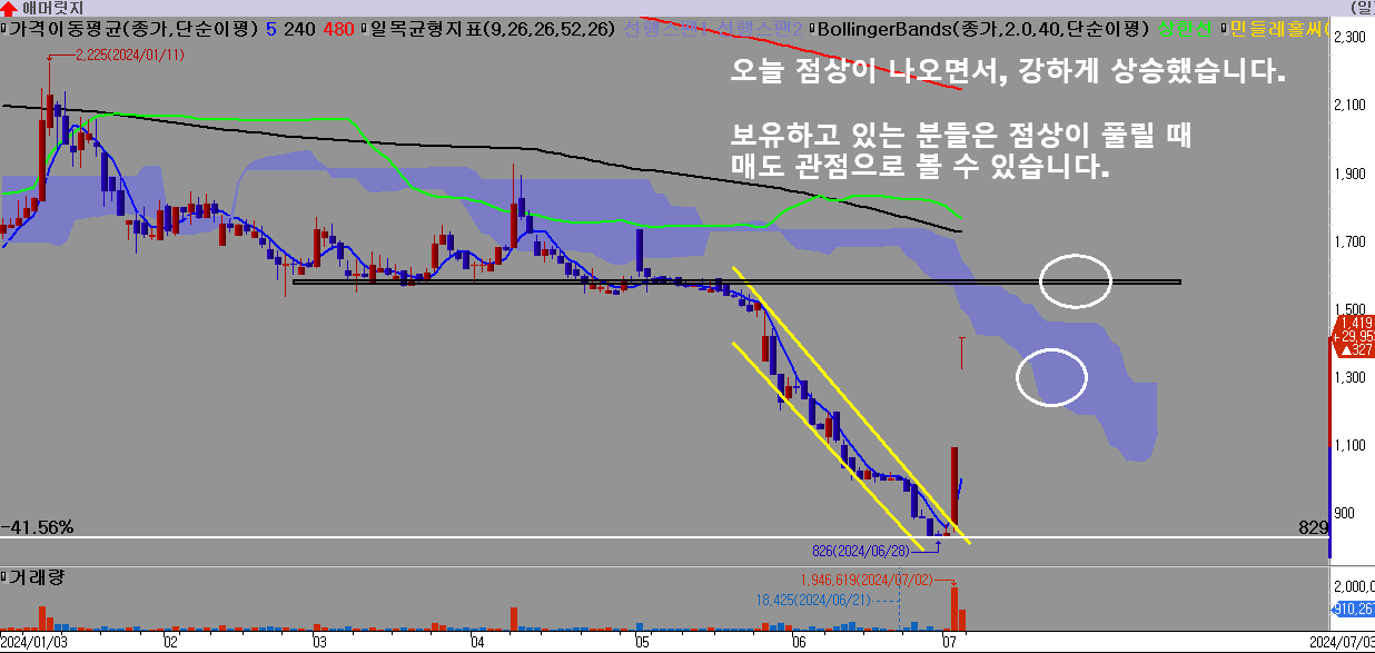 오늘의상한가종목-애머릿지-주가분석