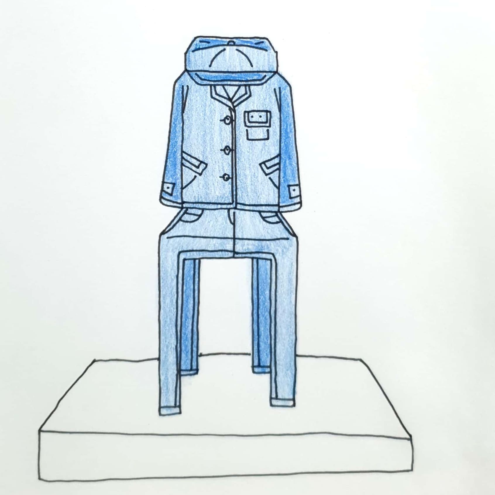 Denim Chair 데님 의자 / 일러스트 그림 드로잉 / 옷 그리기
