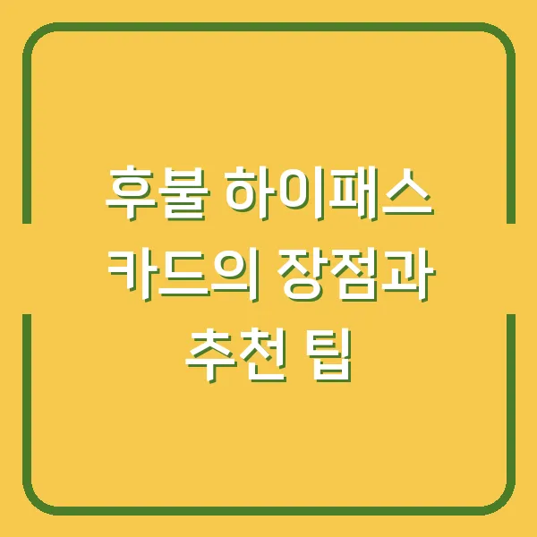 후불 하이패스 카드의 장점과 추천 팁