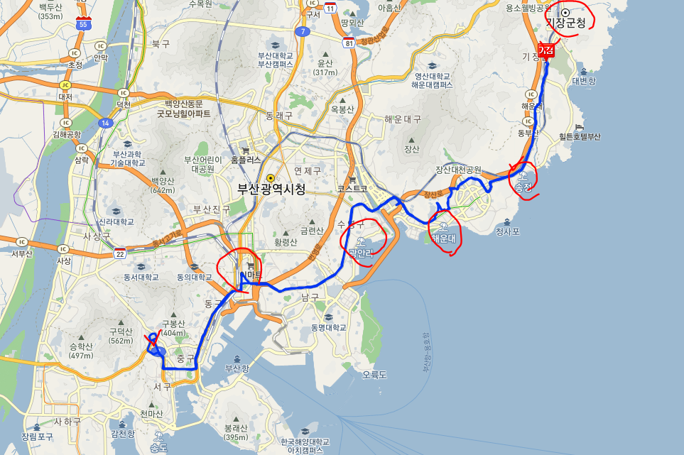  부산 40번버스 노선, 시간표 정보 :: 백병원, 해운대, 광안역, 경성대, 동아대, 부산역