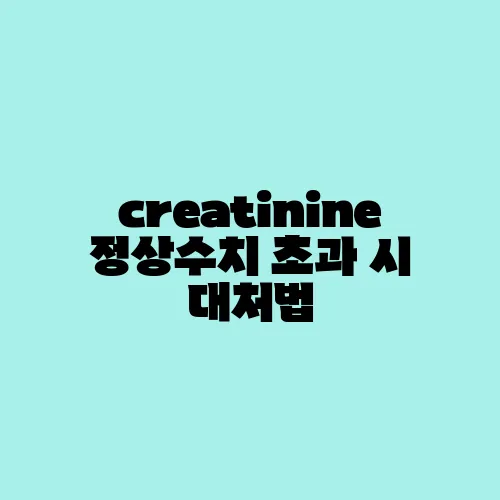 creatinine 정상수치 초과 시 대처법