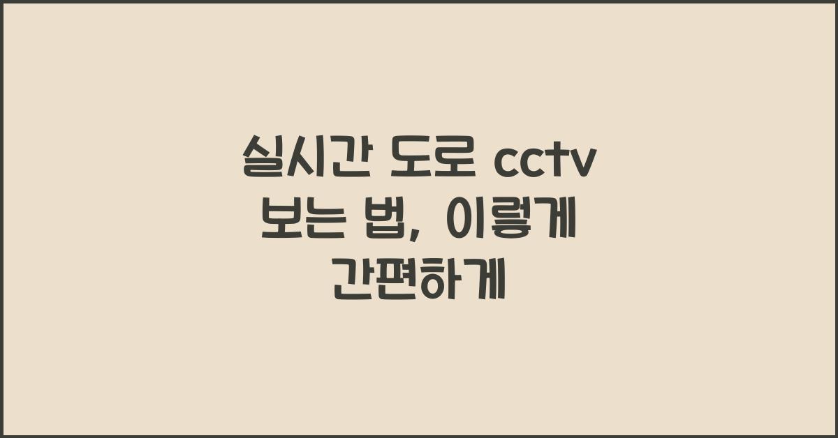 실시간 도로 cctv 보는 법