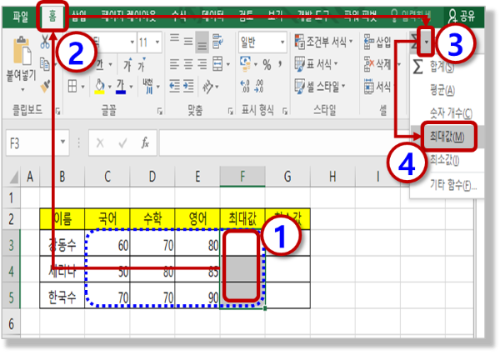 자동 계산 &quot;최대값&quot; 사용하기