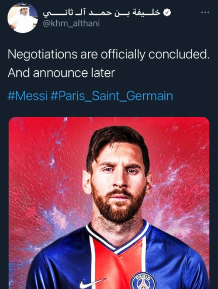  메시 바르셀로나에서 파리생제르맹(PSG) 이적 확정