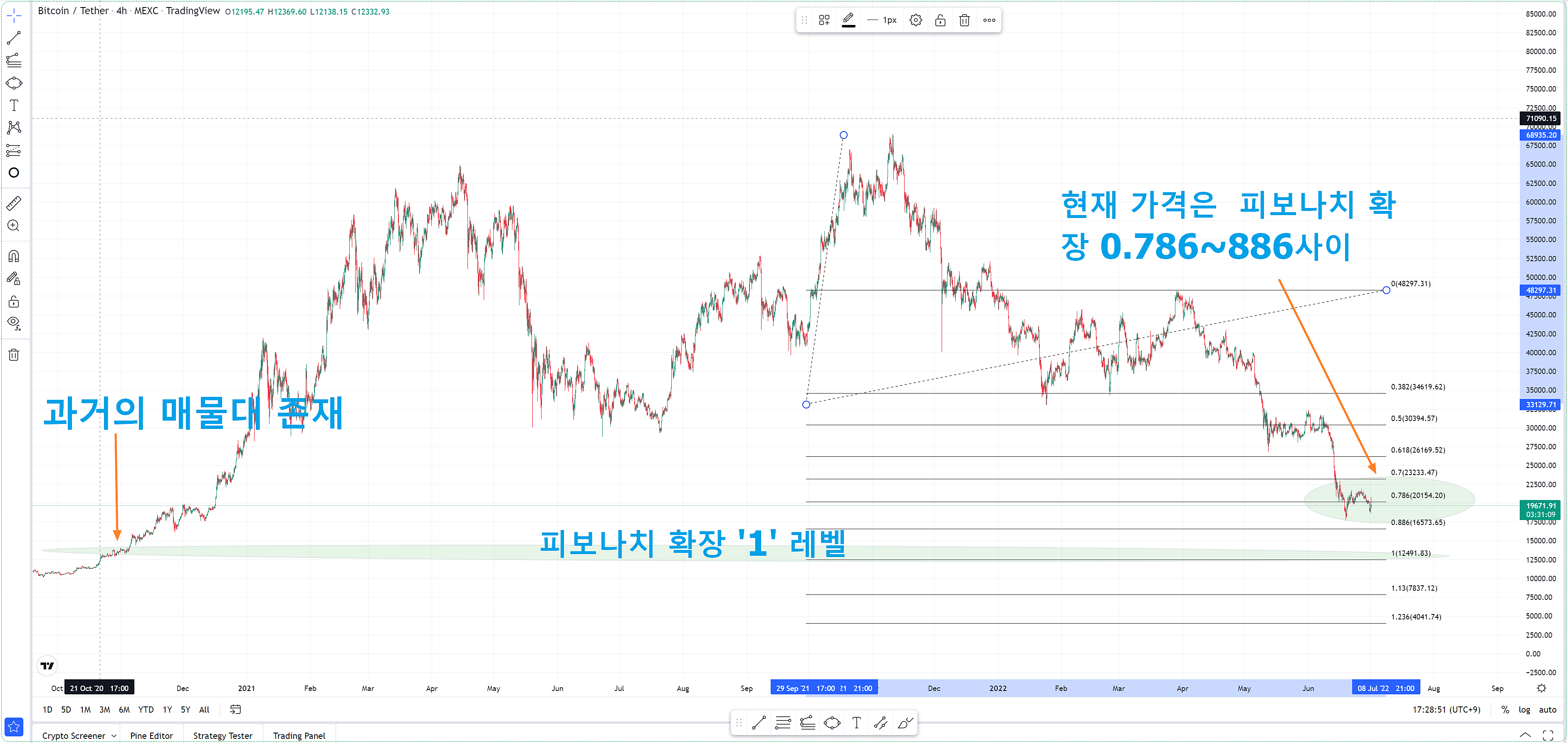 피보나치 확장 적용 모습