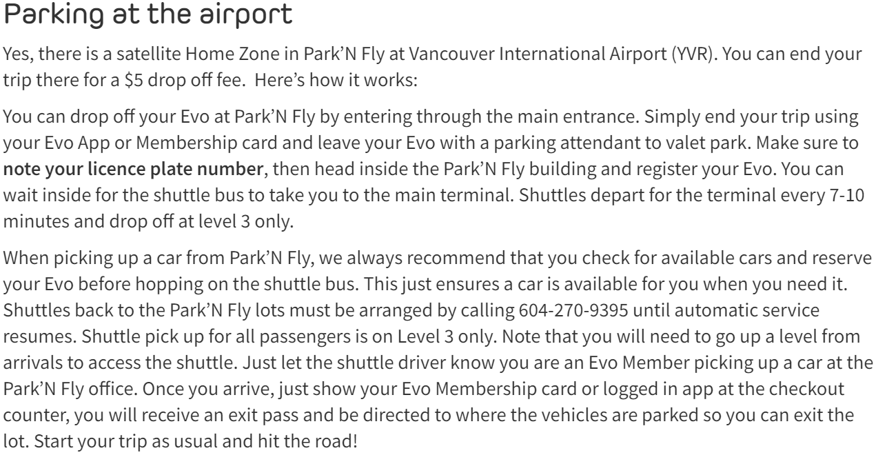  EVO (이보) 카셰어링으로 캐나다 밴쿠버국제공항(YVR) 오가기 (추가: Cell Phone Waiting Area 이용팁)