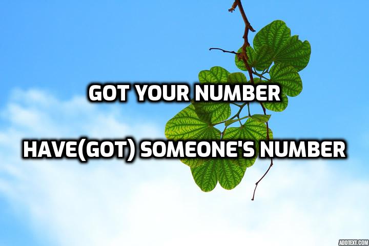  "got your number" 의도를 알다, 무엇을 하려는지 알다 이디엄