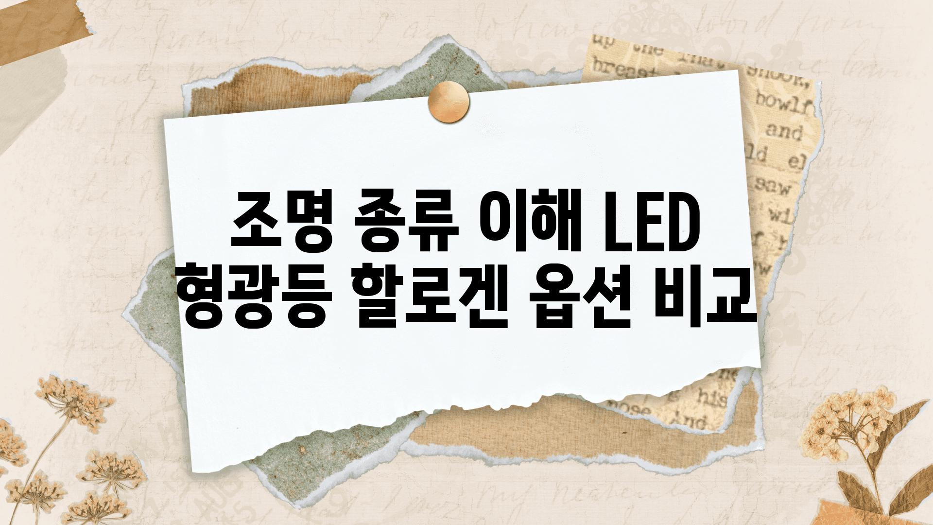 조명 종류 이해 LED 형광등 할로겐 옵션 비교