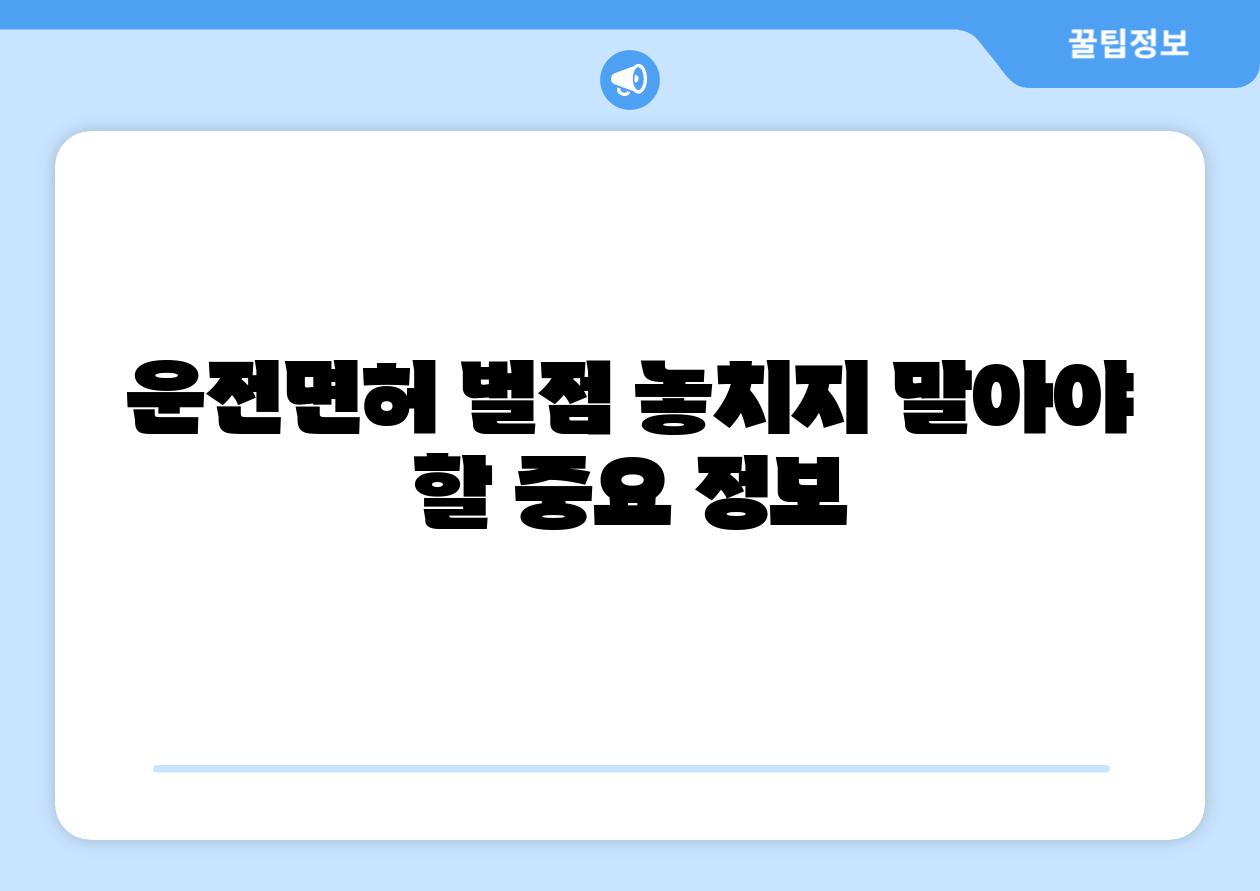 운전면허 벌점 놓치지 말아야 할 중요 정보