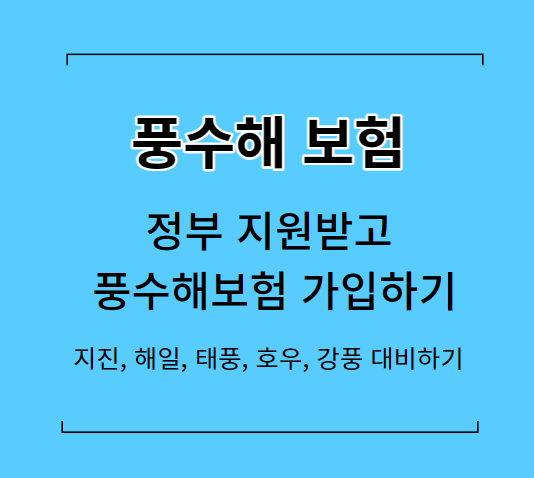  정부 지원 받고 풍수해 보험 가입하기-지진, 태풍, 홍수 재해 보상 보험