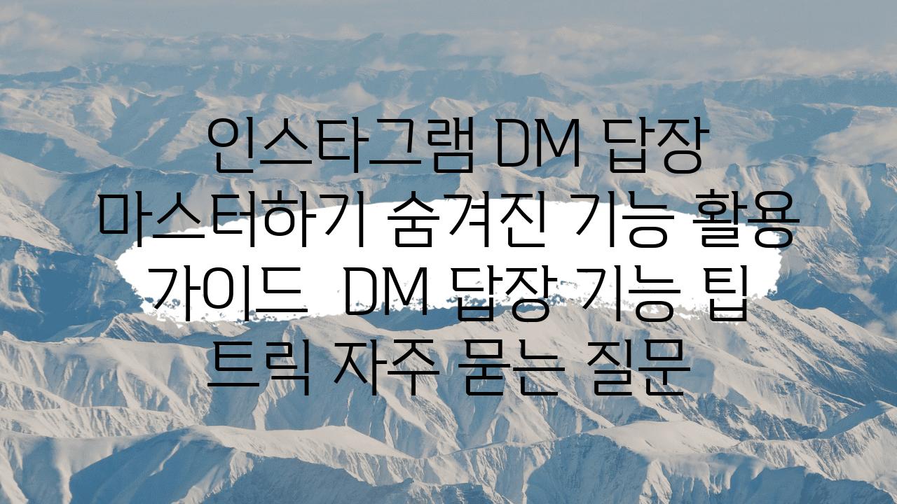  인스타그램 DM 답장 마스터하기 숨겨진 기능 활용 설명서  DM 답장 기능 팁 트릭 자주 묻는 질문