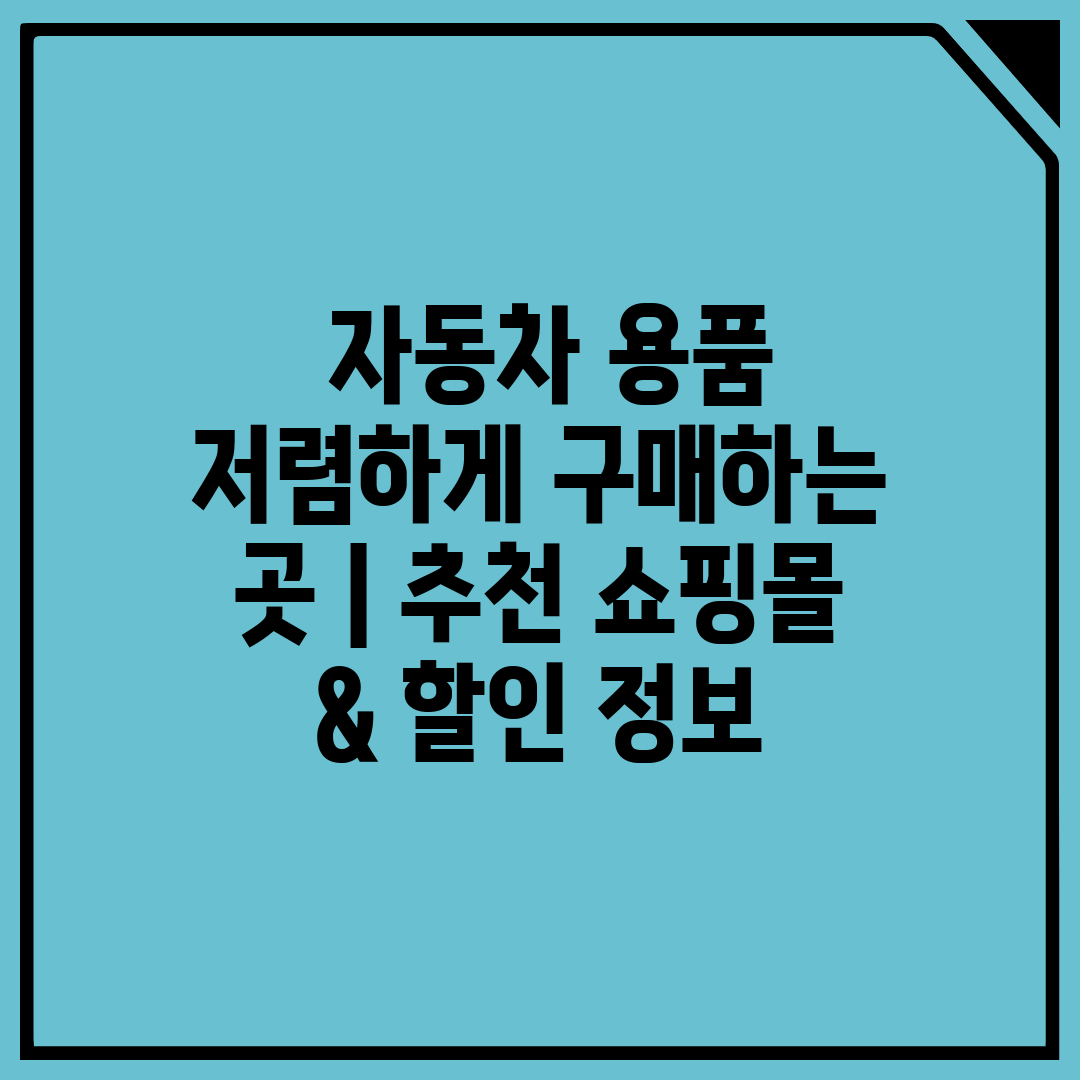  자동차 용품 저렴하게 구매하는 곳  추천 쇼핑몰 & 