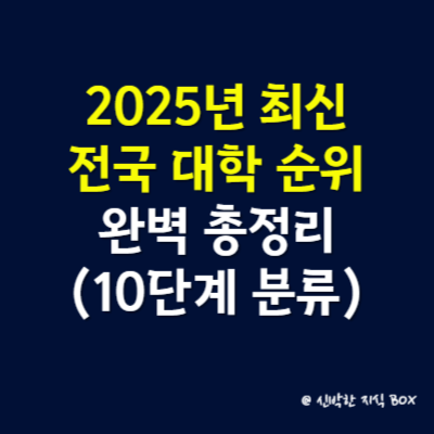 2025년 최신 전국 대학 순위 완벽 총정리(10단계 분류)