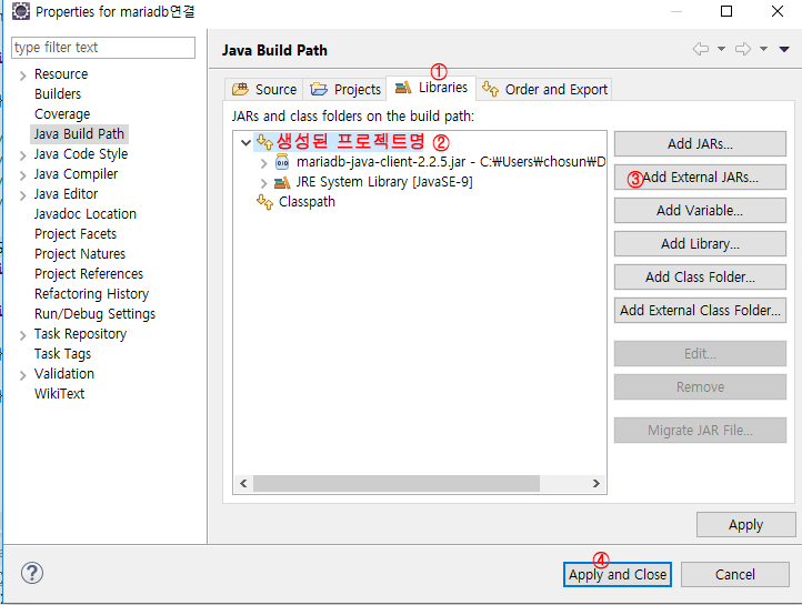 Java Build Path -> Libraries