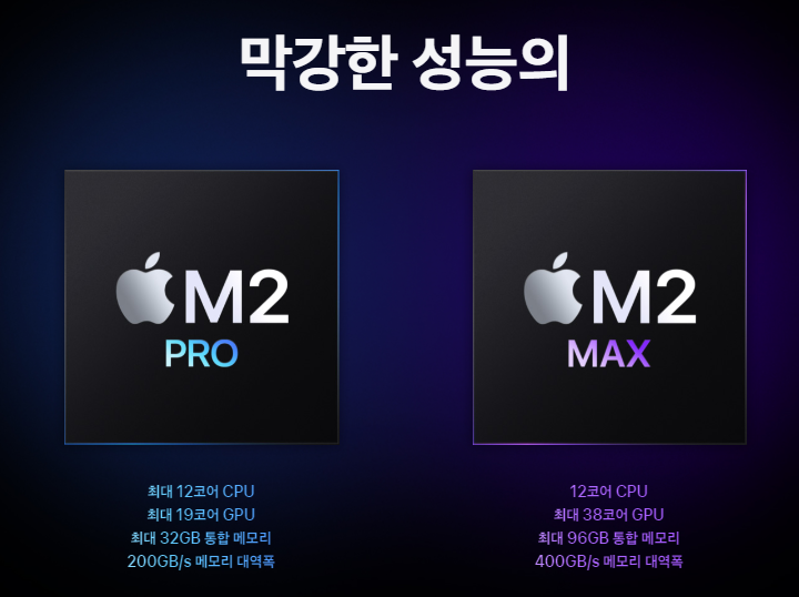 애플 맥북 M2 프로 및 M2 MAX - 출시일&#44; 성능&#44; 스펙&#44; 가격&#44; 성능비교