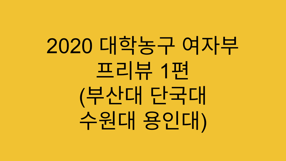  [대학리그] 2020 대학농구 여자부 프리뷰 1편 (부산대, 단국대, 수원대, 용인대)