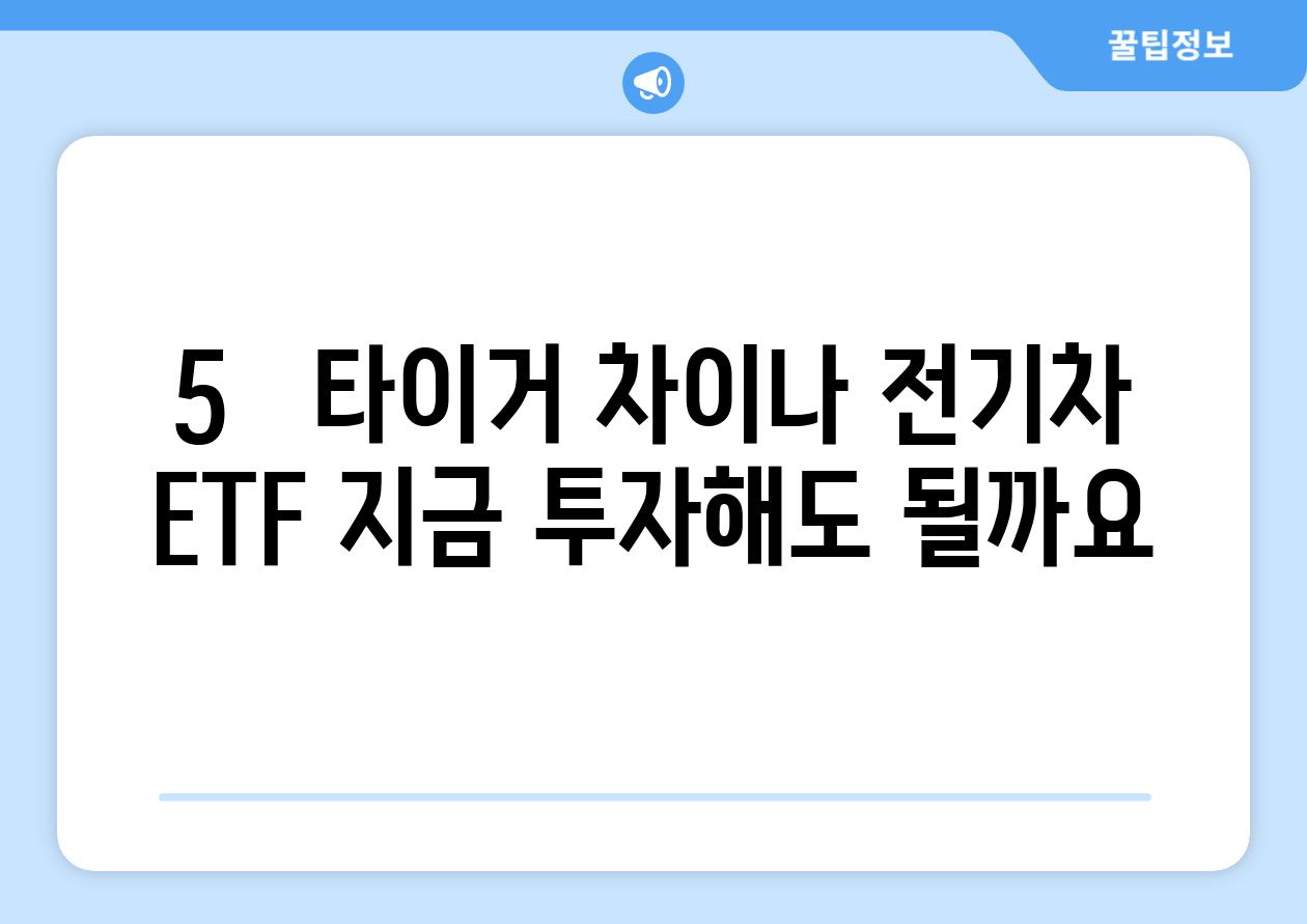 5.   타이거 차이나 전기차 ETF, 지금 투자해도 될까요?