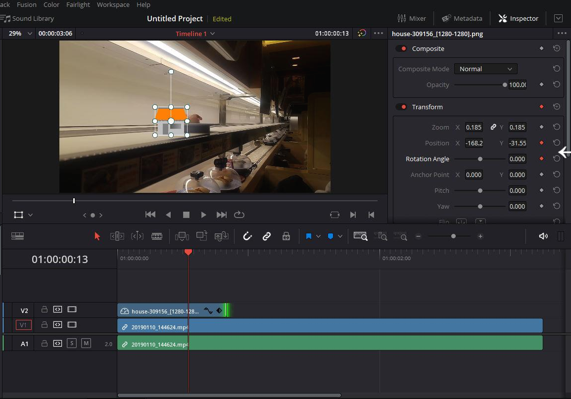 움직임 시작지점 포지션과 로테이션 키프레임 설정