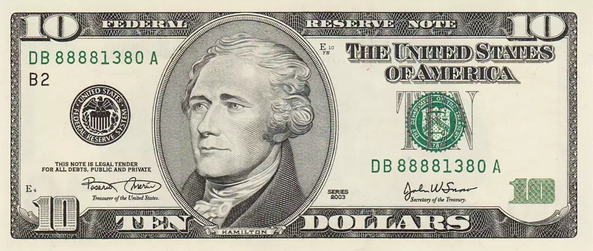 $10 Bill - Alexander Hamilton: 알렉산더 해밀턴