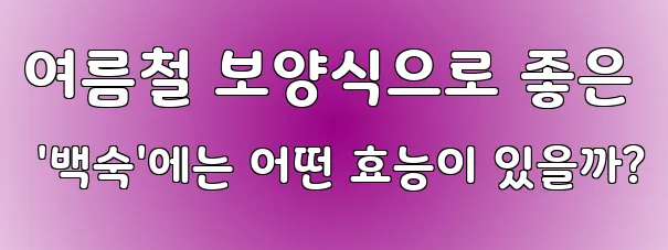 여름철 보양식으로 좋은 '백숙'에는 어떤 효능이 있을까?
