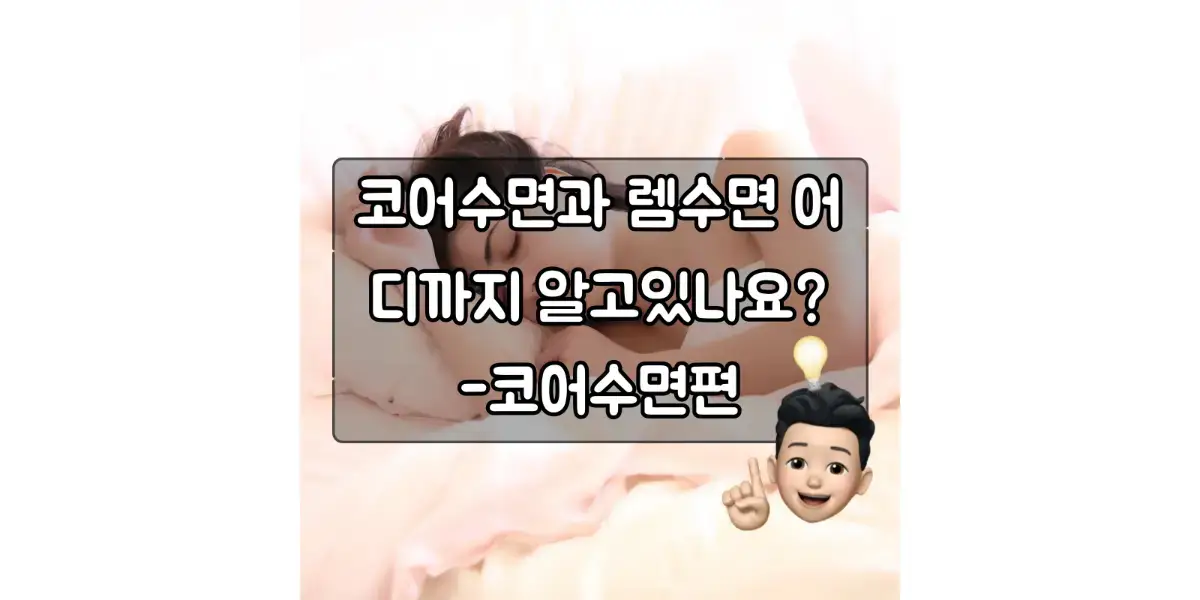  코어수면과 렘수면 어디까지 알고있나요? -코어수면편