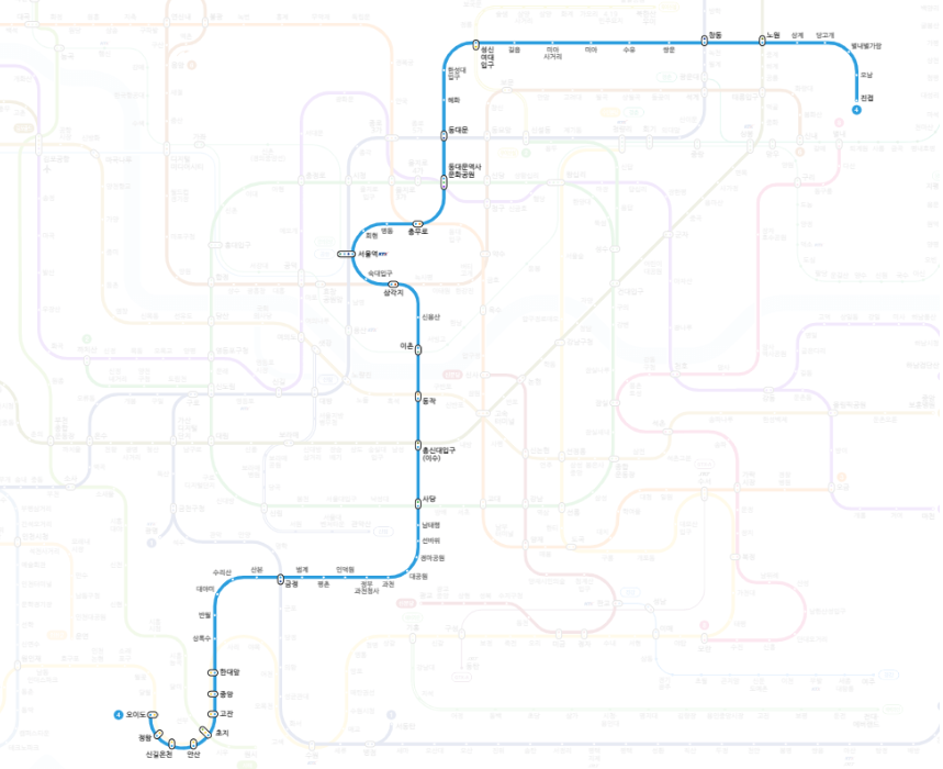 서울지하철4호선노선도크게보기