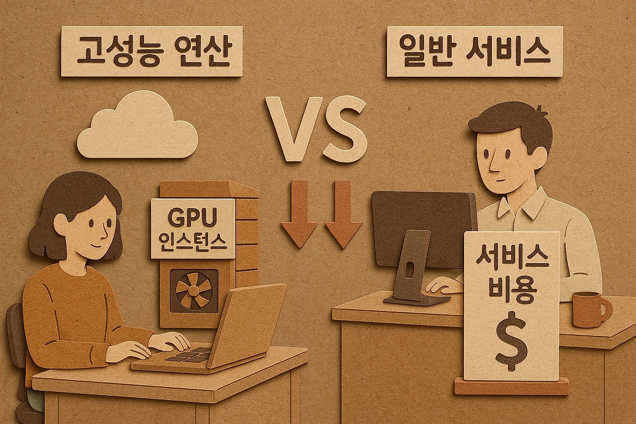 고성능 연산 vs 일반 서비스, 비용 차이 관련 이미지