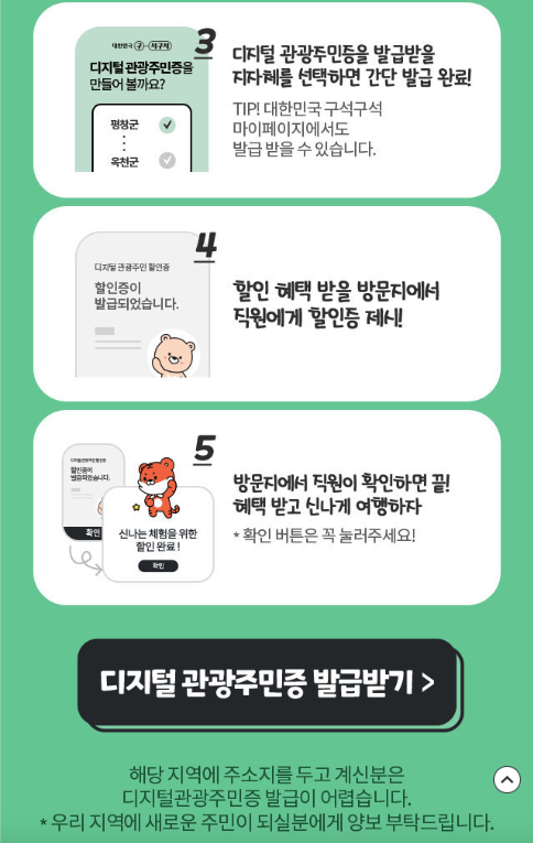 디지털 관광주민증 발급받기 버튼