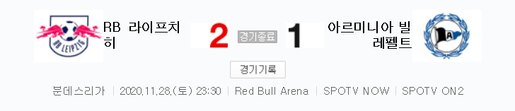  분데스리가 / 2020년 11월 28일 경기 - 라이프치히(2) VS 빌레펠트(1) 축구 하이라이트