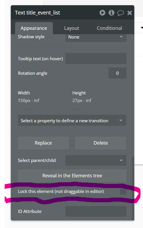 요소 이동 잠금 예시