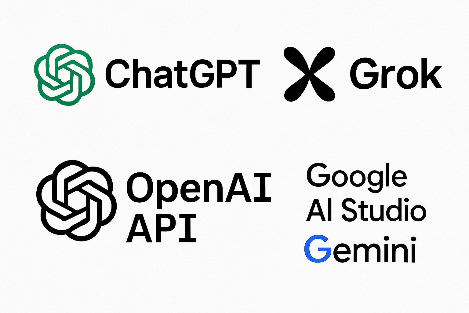 ChatGPT, Grok, OpenAI API , Google AI Studio, Gemini