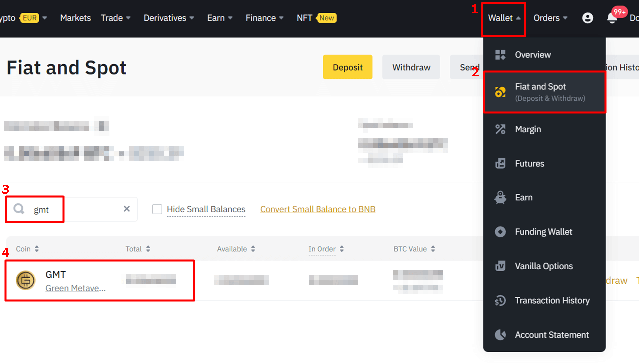 Wallet 메뉴로 들어가서 내가 구매한 코인의 갯수를 확인하는 사진