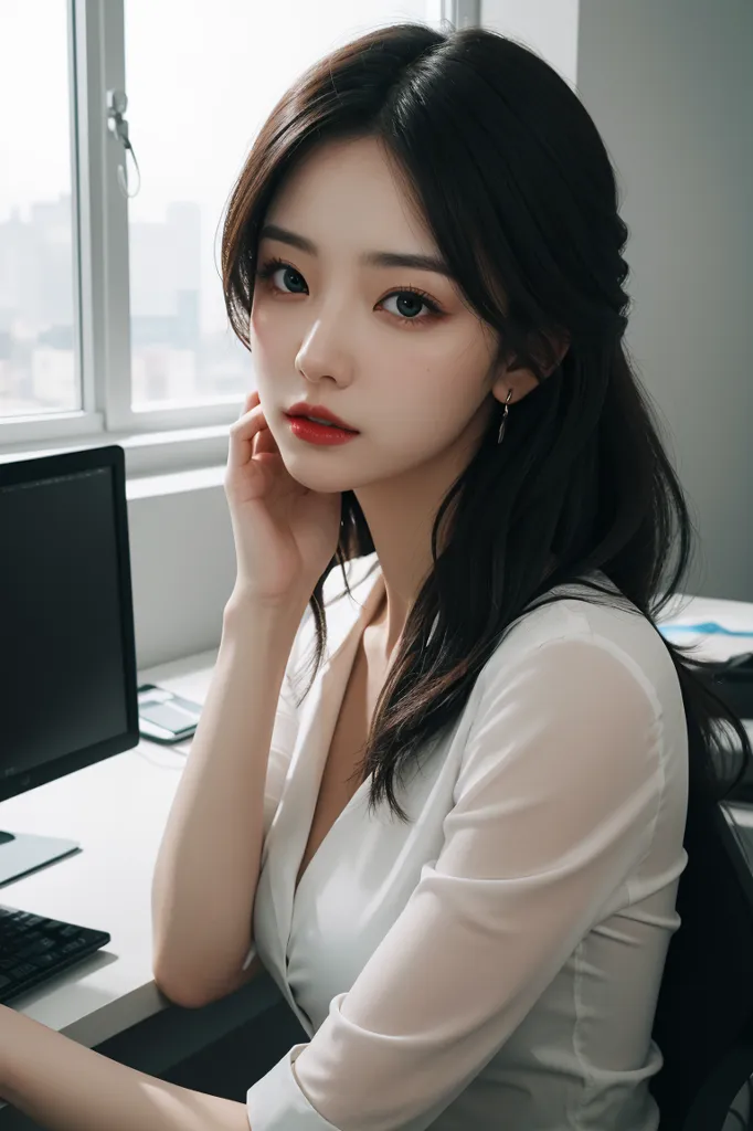AI 실사 오피스 정장 비서 룩북 셔츠 컨셉