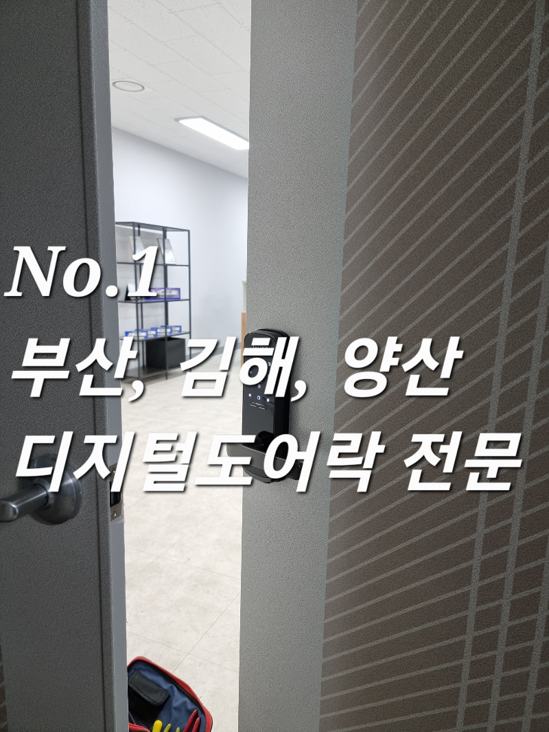 부산 강서구 미음동 미음 산업 단지 부산 글로벌 테크 비즈 센터 사무실 출입구 방화문 디지털 도어락 전자키 번호키 설치