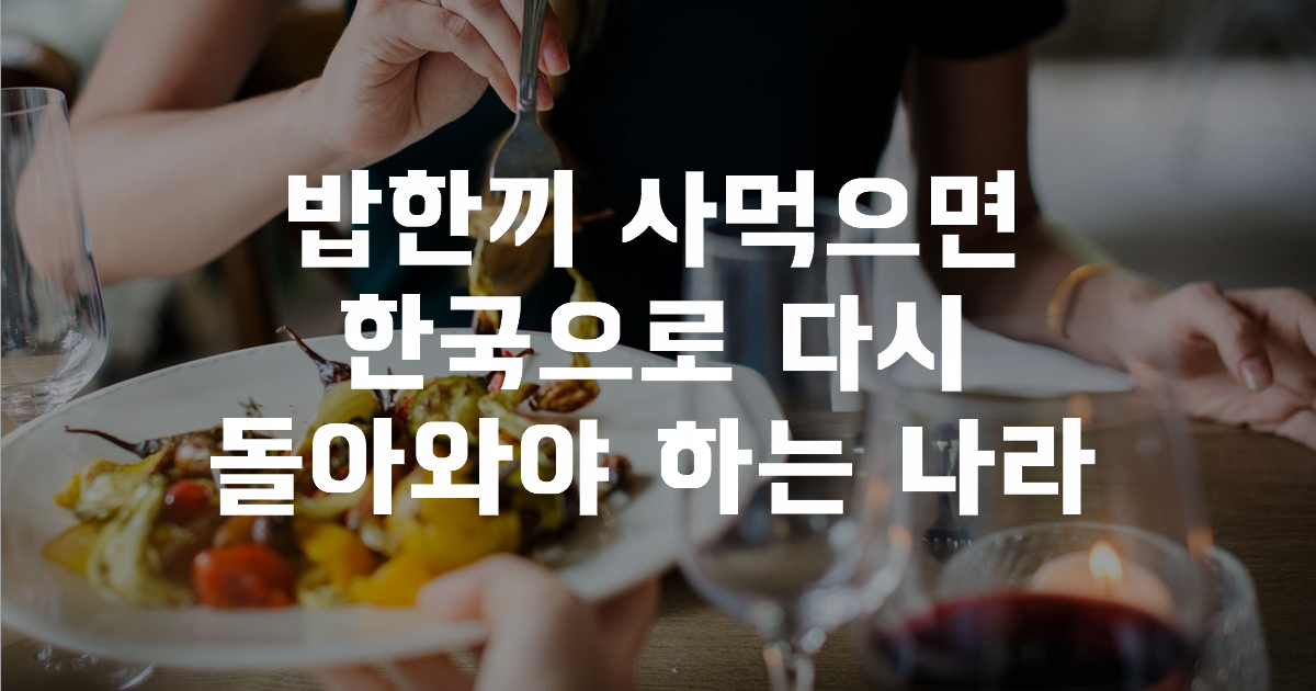  밥한끼 사먹으면 한국으로 다시 돌아와야 하는 나라