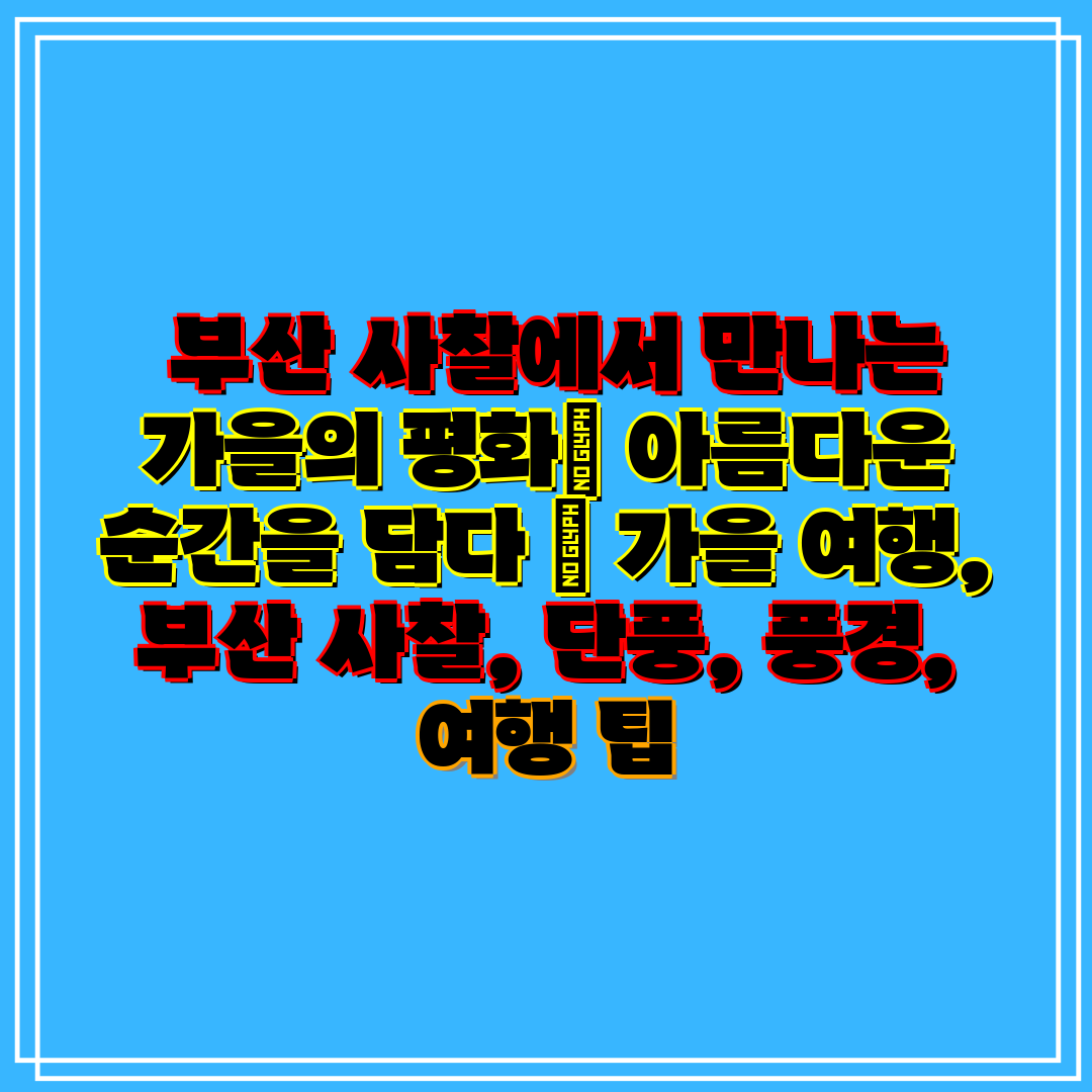 부산 사찰에서 만나는 가을의 평화 아름다운 순간을 담