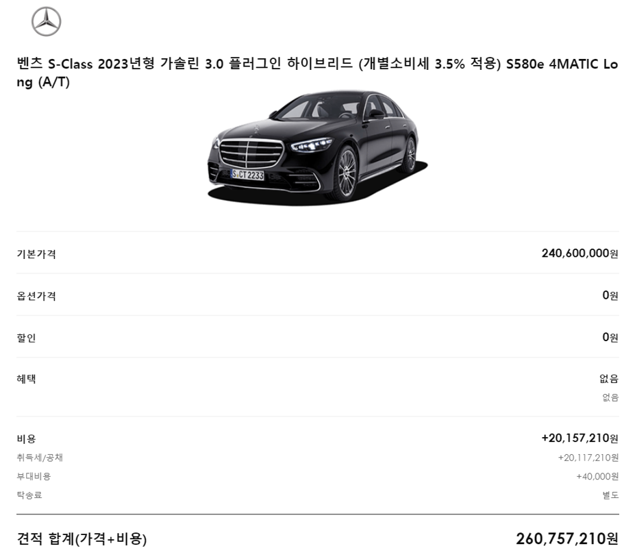 5위 : 벤츠 S-Class