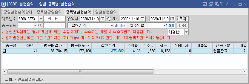  11/10  주식매매일지 - 또 손꾸락 지랄병 (KPX생명과학/라파스/대한과학/엔투텍/빅텍/천보)
