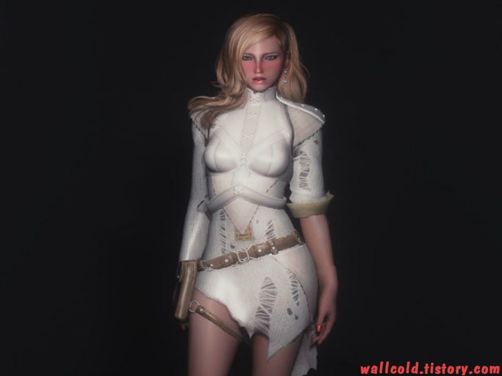 스카이림 의상 - 레인저 의상 sera armor white skyrim mod 002