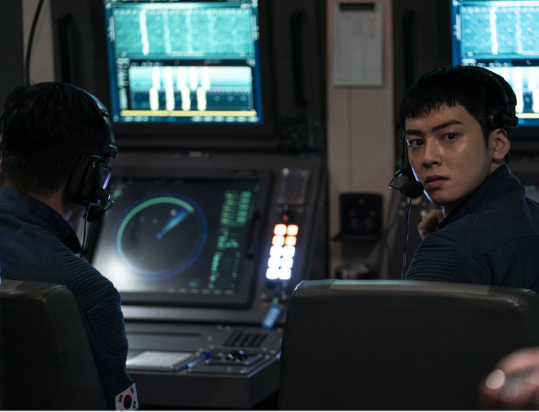 잠수함정내 두명의 배우들(출처 : 네이버 영화)